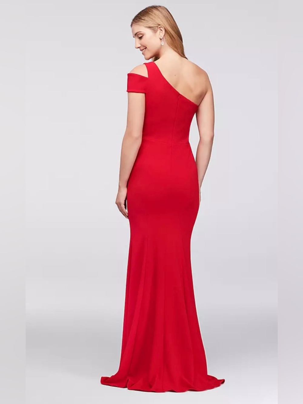 Betsy & Adam Scarlet One-Shoulder Evening Dress - Picture 2 of 6